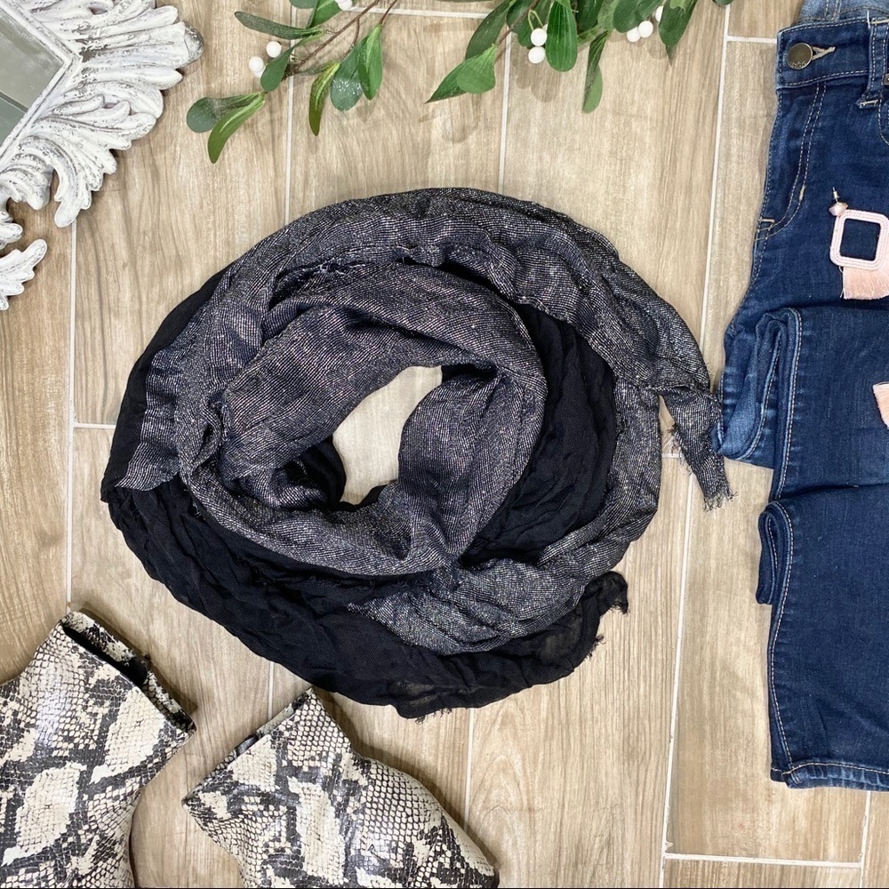 Nicole Marciano black silver shimmery scarf